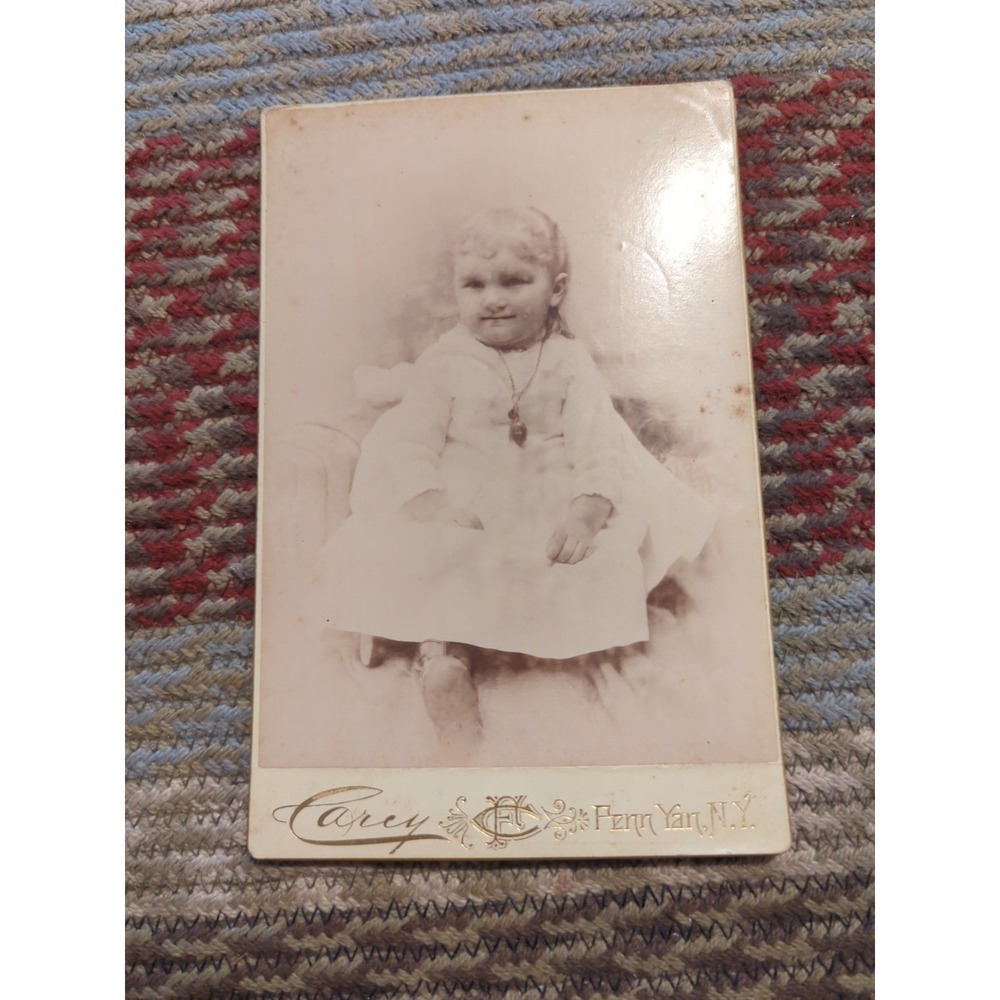 Antique Cabinet Card Photo Victorian Portrait Little Girl Penn Yan New York
